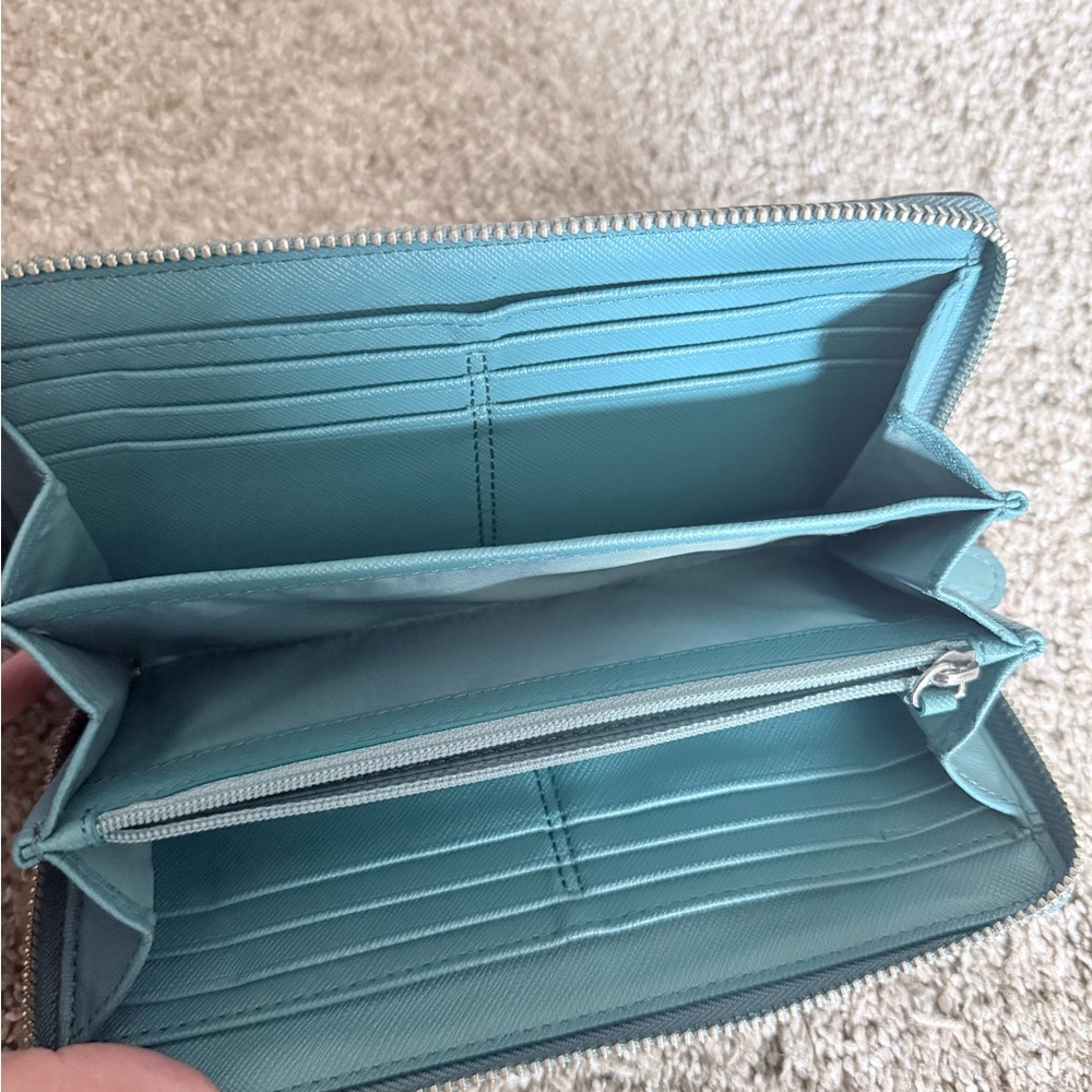 Coach Blue Zip-Around Wallet - Picture 3 of 3